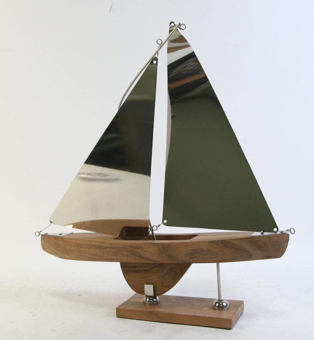 WOOD AND METAL MODEL SAILBOAT (1 of 2)