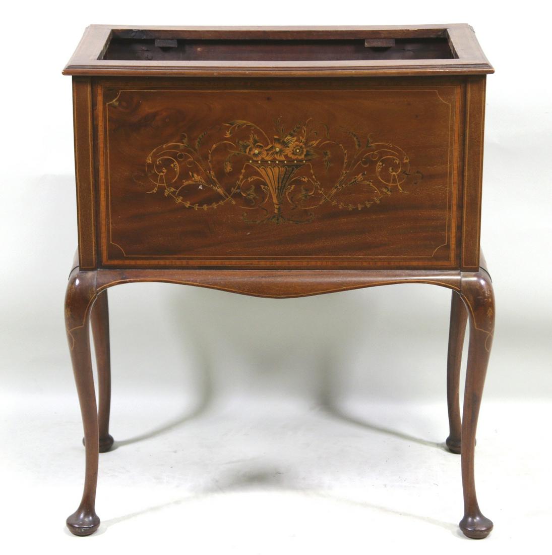 ANTIQUE FRENCH MAHOGANY INLAID PLANTER (1 of 4)