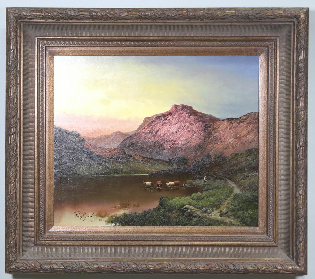 J.W. MOUNTAIN RANGE LANDSCAPE OIL ON CANVAS (1 of 5)
