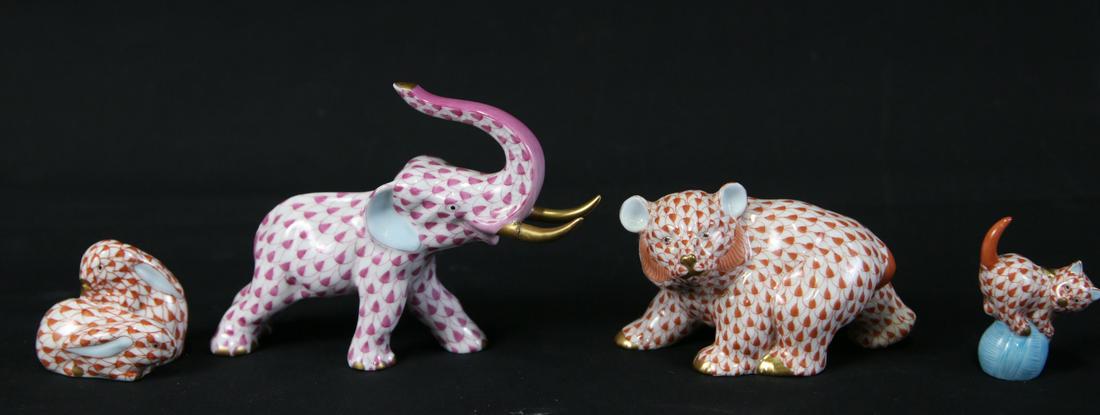 MIXED LOT OF FOUR HEREND PORCELAIN ANIMAL FIGURES (1 of 6)