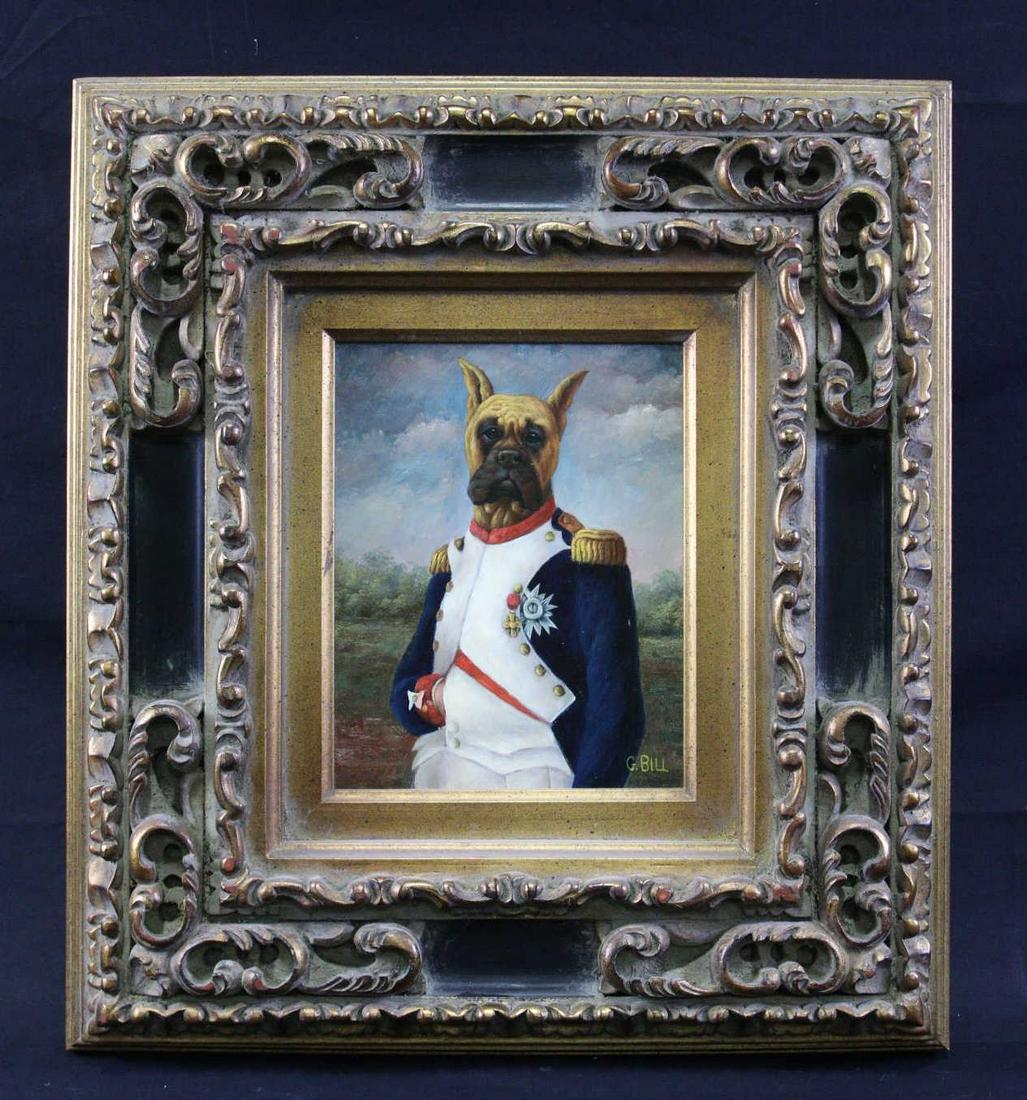 G. BILL NAPOLEON BOXER OIL ON CANVAS: G. BILL NAPOLEON BOXER OIL ON CANVAS. Height: 20.5 in. by Width: 18 in. by Depth: 2