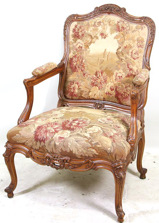 PAIR OF 19th CENTURY AUBUSSON CARVED ARMCHAIRS (1 of 5)