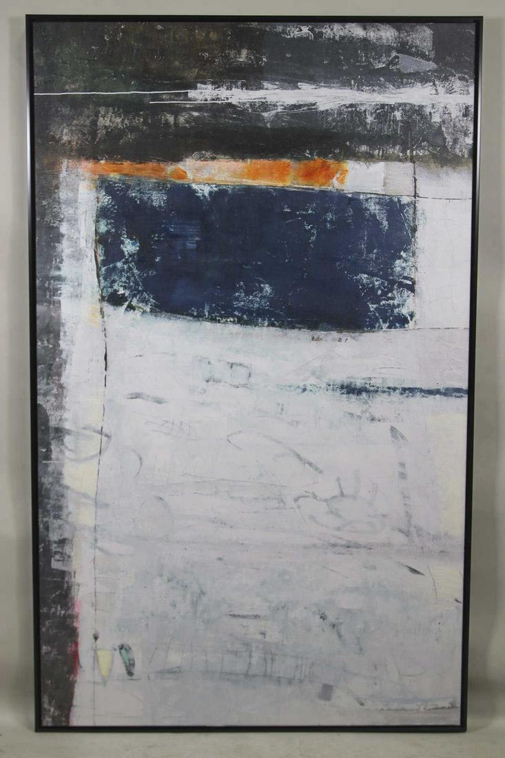 ABSTRACT ORANGE BLUE & WHITE ACRYLIC ON CANVAS (1 of 3)