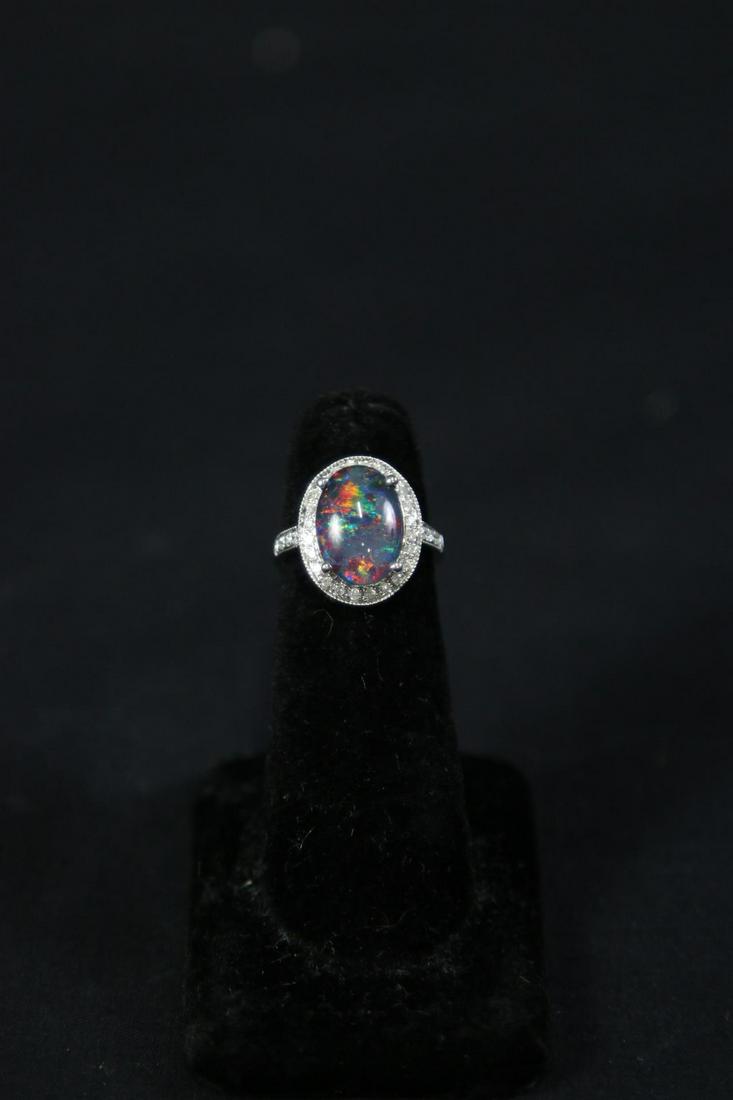 14kt WHITE GOLD DIAMOND & OPAL RING (1 of 2)