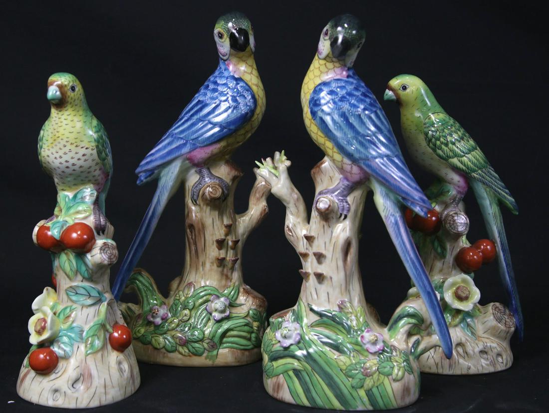 SET OF FOUR PARROT PORCELAIN FIGURINES (1 of 2)