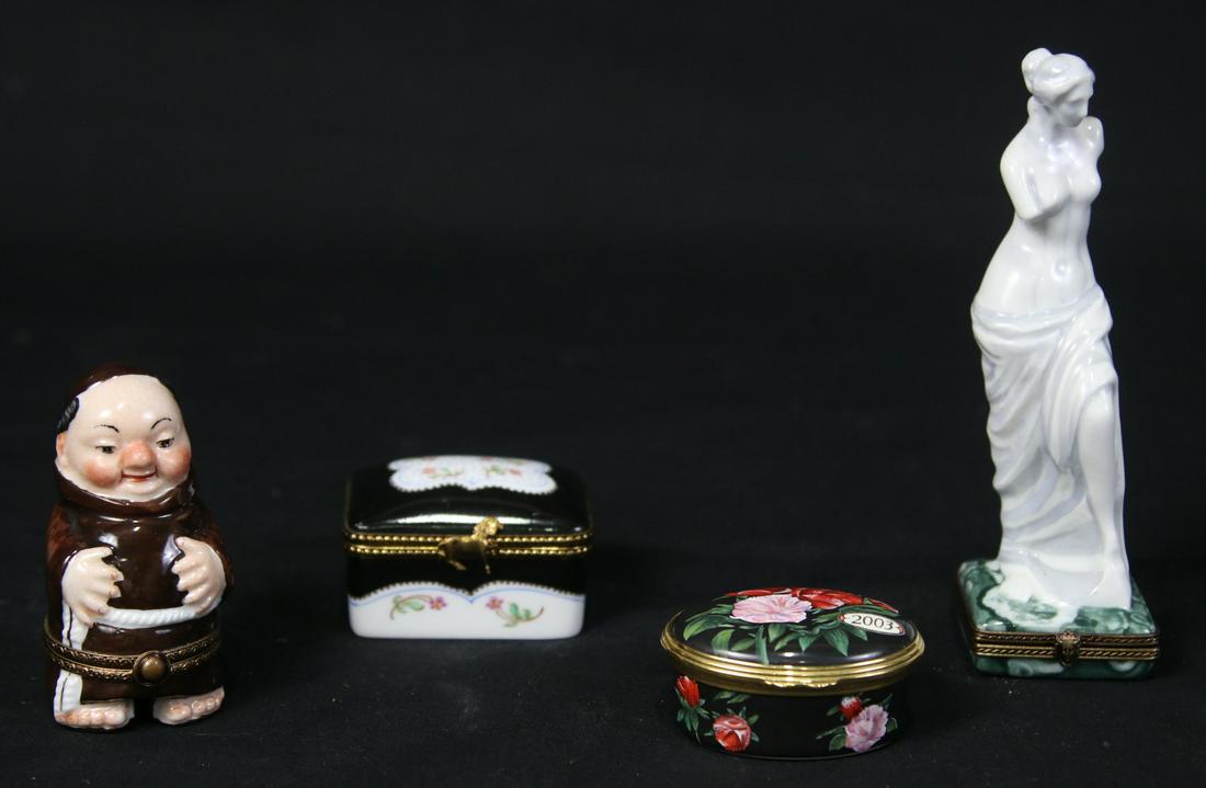 SET OF FOUR  LIMOGES PORCELAIN SNUFF BOXES (1 of 4)