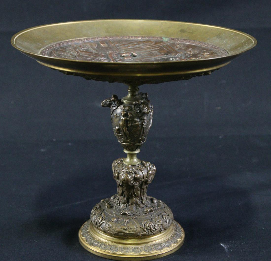 19th CENTURY TWO TONE BRONZE COMPOTE (1 of 6)