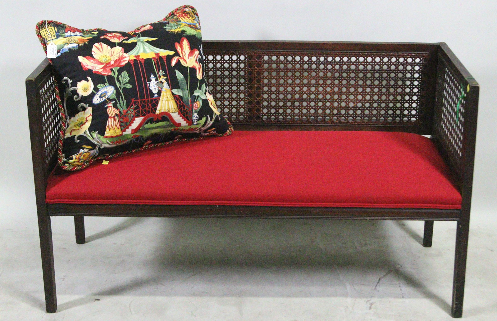 CIRCA 1970's MID-CENTURY MODERN LEWITTE's SETTE: CIRCA 1970's MID-CENTURY MODERN LEWITTE''s WOOD AND CANE SETTEE. Height: 26 in. by Width: 47.5 in. by Depth: 18 in.