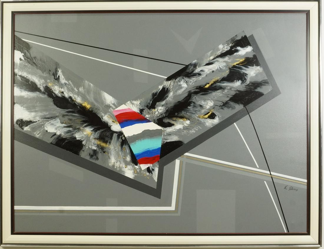 K. STEVENS ABSTRACT PAINTING ON CANVAS (1 of 3)