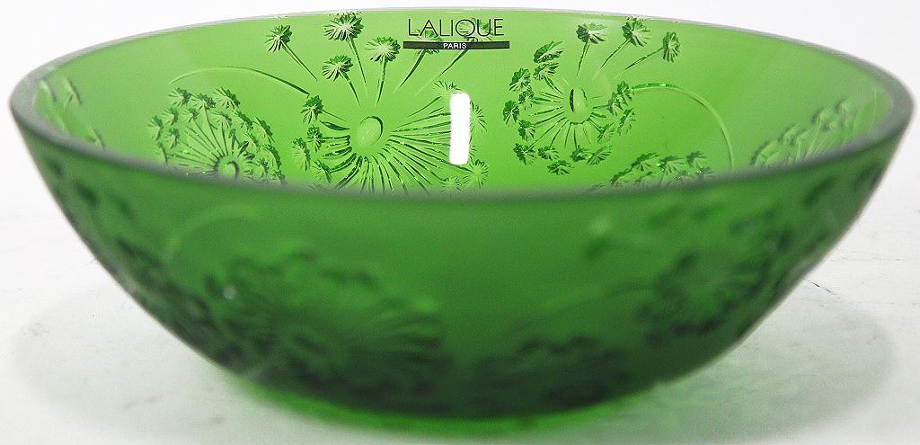GREEN LALIQUE CRYSTAL BOWL (1 of 5)