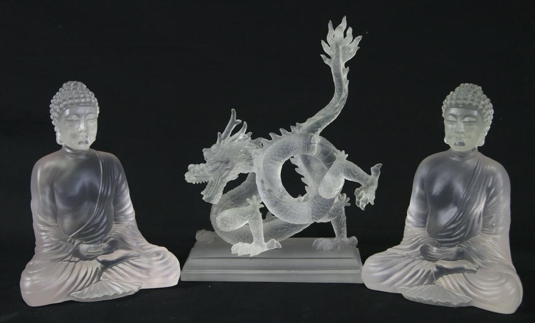 LOT OF THREE LUCITE  ORIENTAL PIECES (1 of 5)