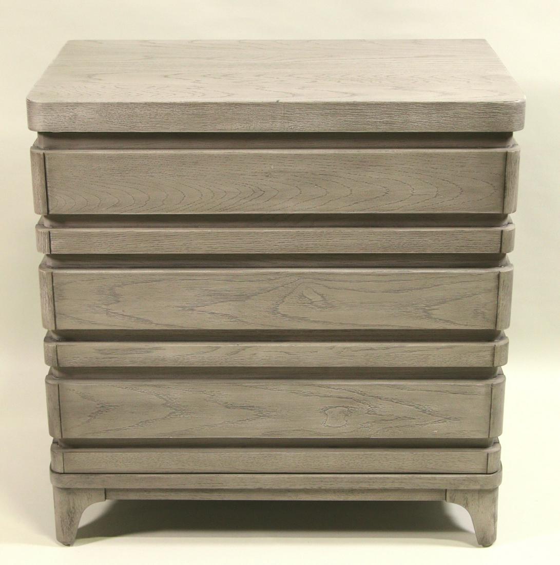 GRAY WASHED THREE DRAWER BEDSIDE CHEST (1 of 4)