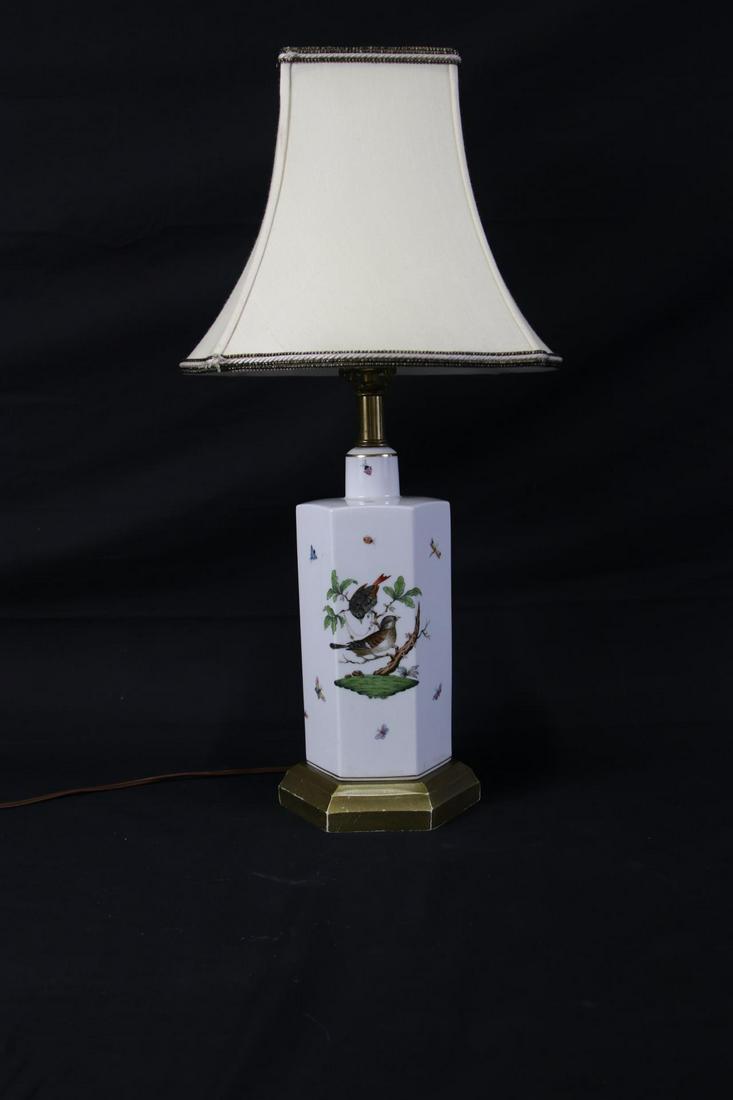 HEREND PORCELAIN LAMP WITH BUTTERFLYS AND BIRDS (1 of 4)