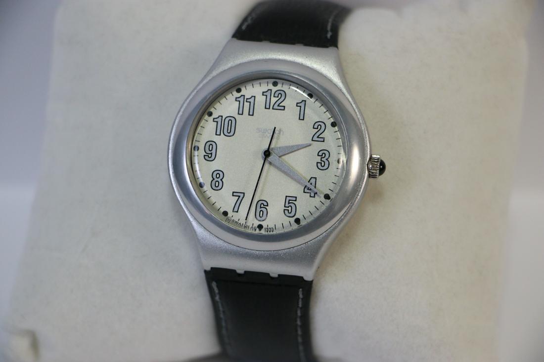 SWatch IRONY SWISS QUARTZ Watch: GENTLY USED - SWatch IRONY SWISS QUARTZ Watch WITH BLACK LEATHER STRAP