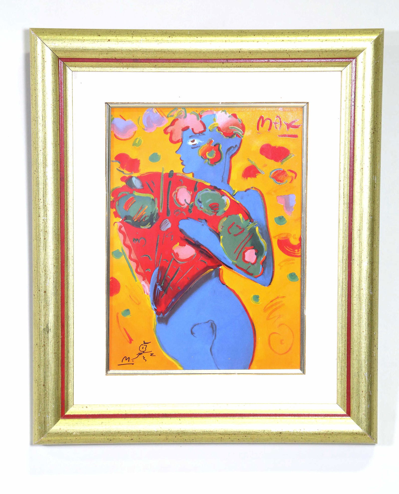 PETER MAX DANCING FAN PORCELAIN PLAQUE: PETER MAX DANCING FAN PORCELAIN PLAQUE BY FRANKLIN MINT, LIMITED EDITION. Height: 16.5 in. by Width: 13.5