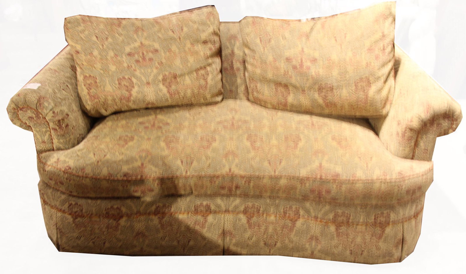 ETHAN ALLEN CUSTOM FABRIC LOVESEAT: ETHAN ALLEN CUSTOM FABRIC LOVESEAT. Height: 32 in. by Width: 72 in. by Depth: 41