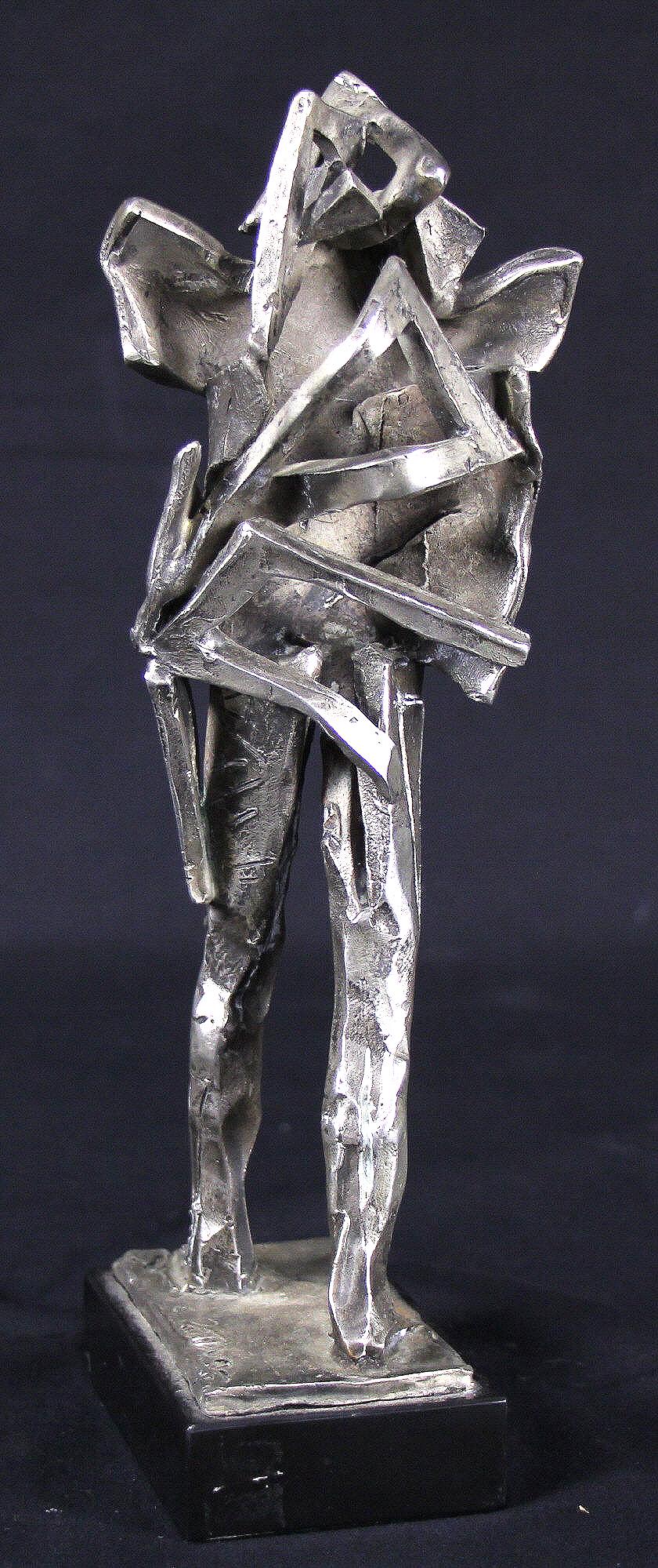 ABBOTT PATTISON ORIGINAL ABSTRACT METAL SCULPTURE: ABBOTT PATTISON ORIGINAL ABSTRACT METAL SCULPTURE & SIGNED "PATTISON". RENOWNED CHICAGO SCULPTOR. Height: 9 in. by Width: 3 in. by Depth: 2 in.