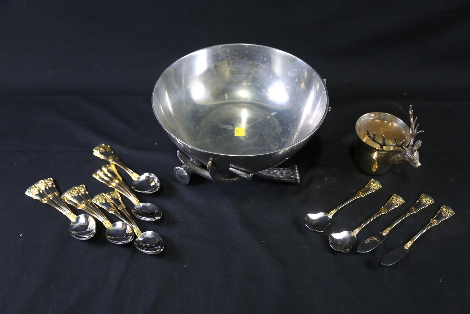 MIXED LOT OF SILVERWARE AND BOWLS: MIXED LOT OF SILVERWARE AND BOWLS Height: 6.25 in. by Width: 10.5 in. by Depth: 10.5 in.