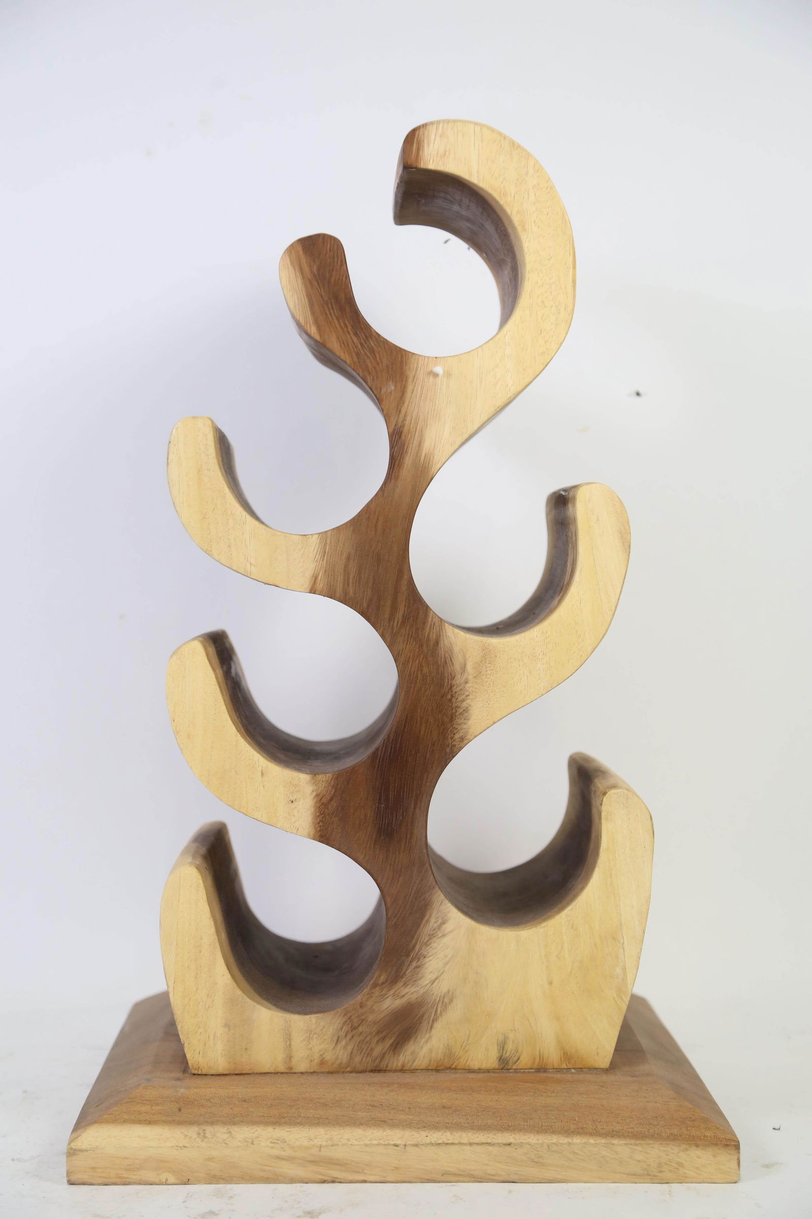CARVED WOOD WINE RACK: CARVED WOOD WINE RACK. Height: 21 by Width: 13 by Depth: 11