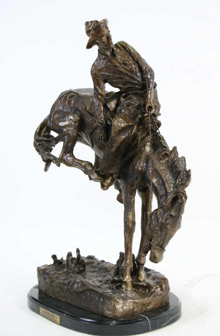 FREDERIC REMINGTON "OUTLAW" BRONZE SCULPTURE: FREDERIC REMINGTON "OUTLAW" BRONZE SCULPTURE. Height: 21 by Width: 9 by Depth: 13