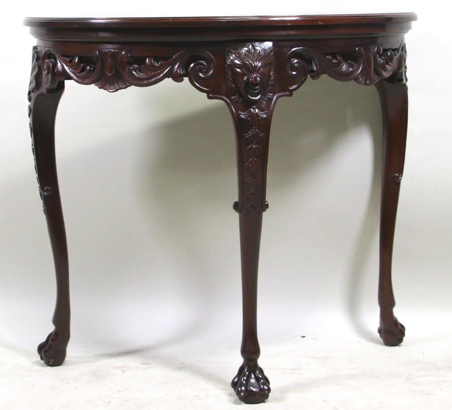 BAKER CHIPPENDALE STYLE MAHOGANY DEMILUNE TABLE (1 of 4)