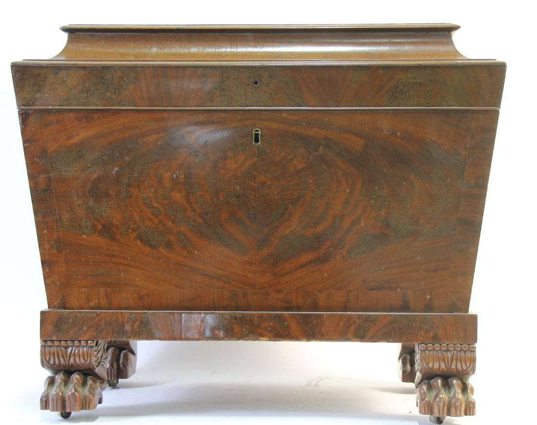 CIRCA 1820's REGENCY MAHOGANY WINE CASKET: CIRCA 1820's REGENCY MAHOGANY WINE CASKET. Height: 22 in. by Width: 24 in. by Depth: 15 in.