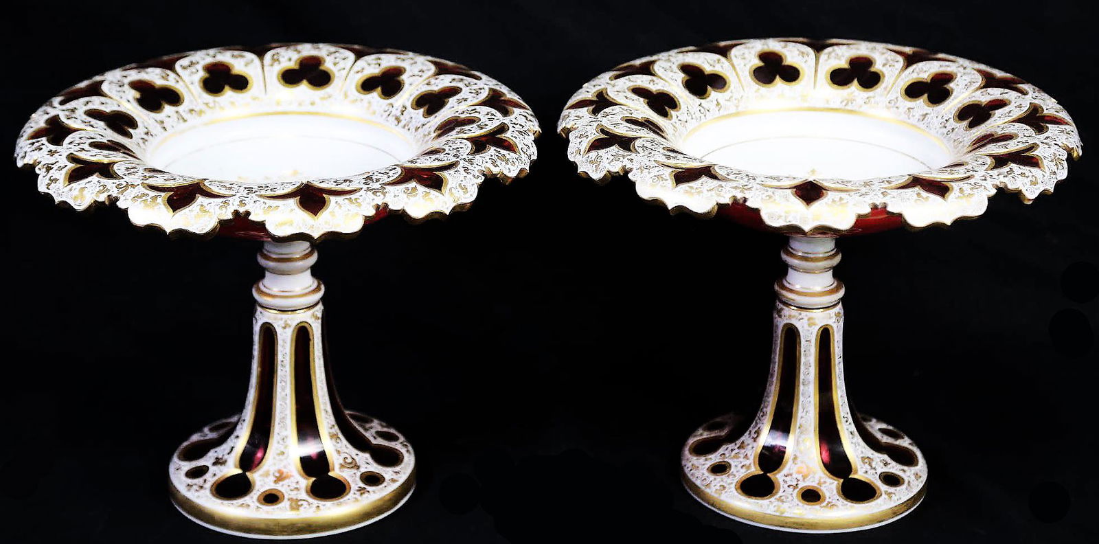PAIR OF 19th CENTURY FOOTED CUT GLASS COMPOTES (1 of 5)