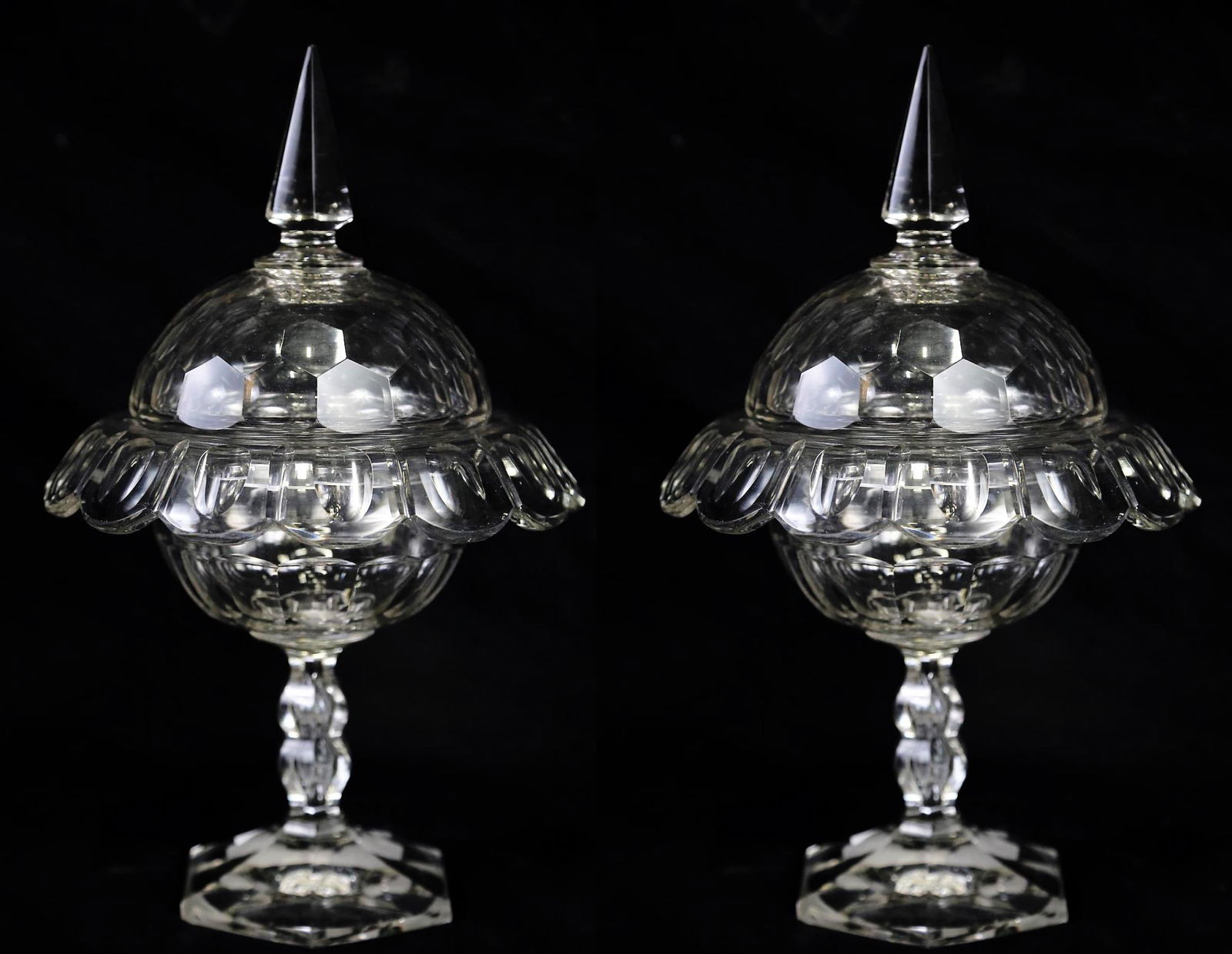 PAIR OF19th CENTURY ANGLO IRISH CUT GLASS COMPOTES (1 of 5)