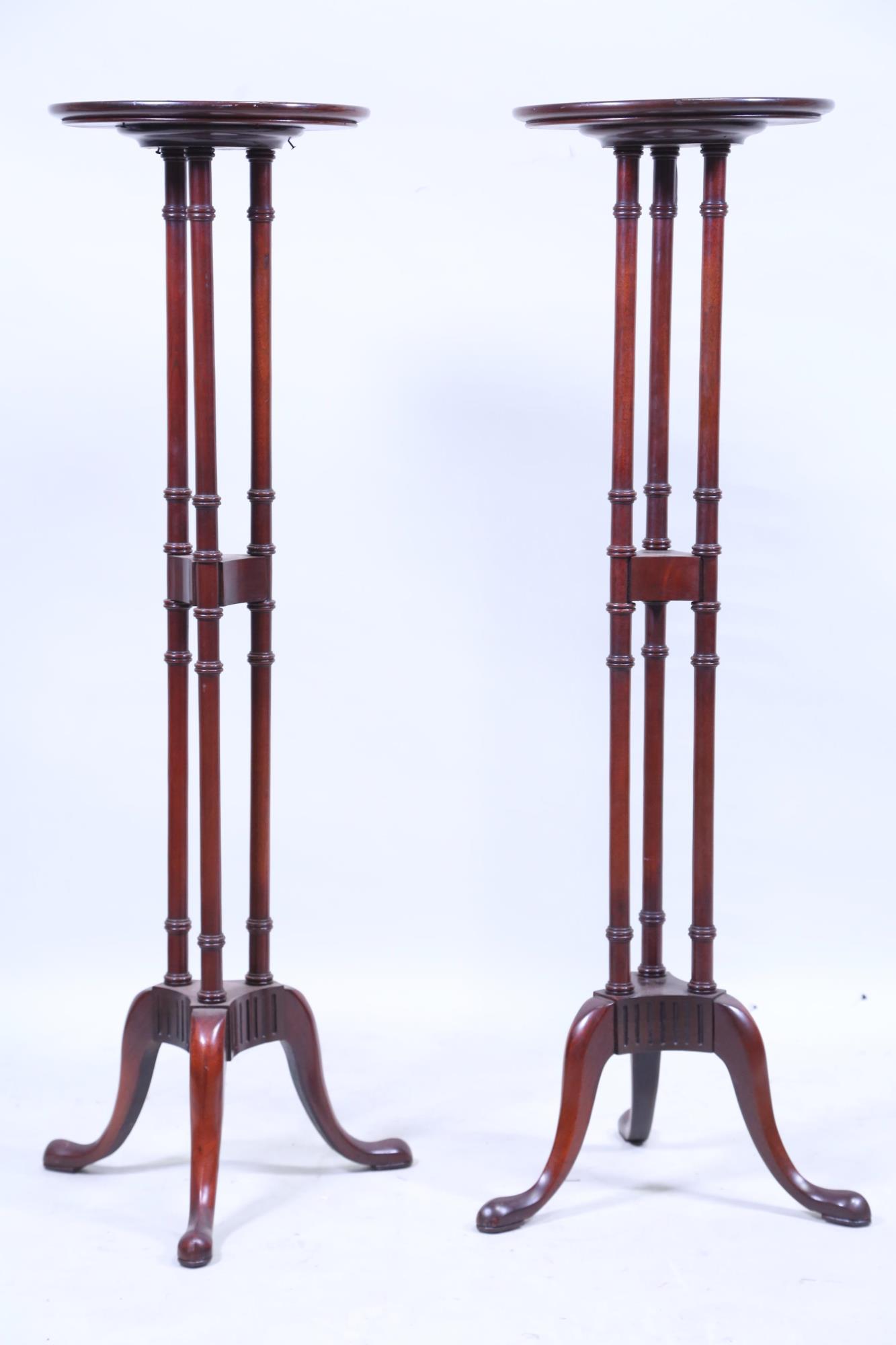 PAIR OF GEORGIAN STYLE MAHOGANY PLANT STANDS (1 of 5)