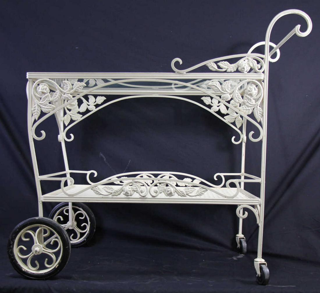 WOODARD PAINTED WHITE METAL GARDEN SERVING CART (1 of 4)