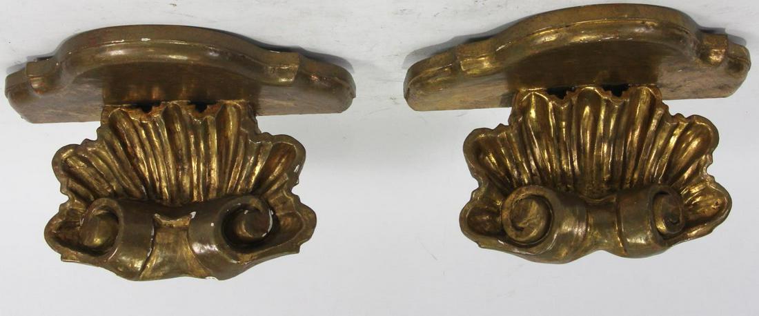 PAIR OF GILDED WALL BRACKETS (1 of 3)