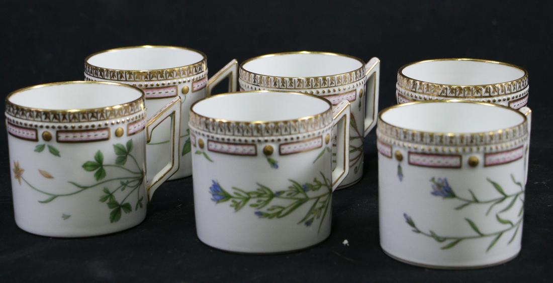 SET OF SIX ROYAL COPENHAGEN FLORA DANICA TEA CUPS (1 of 3)