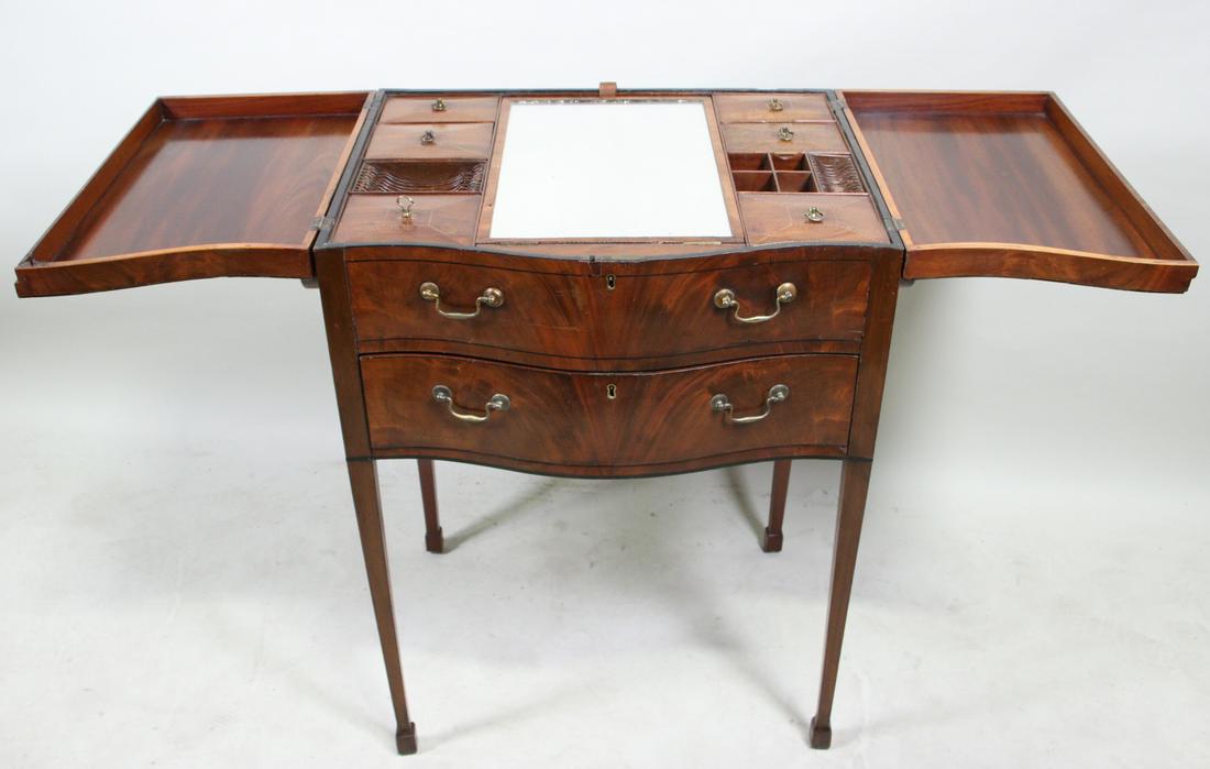 GEORGE III MAHOGANY GENTLEMEN'S DRESSING STAND: GEORGE III MAHOGANY GENTLEMEN'S DRESSING STAND. Height: 33.5 in. by Width: 27 in. by Depth: 19 in.