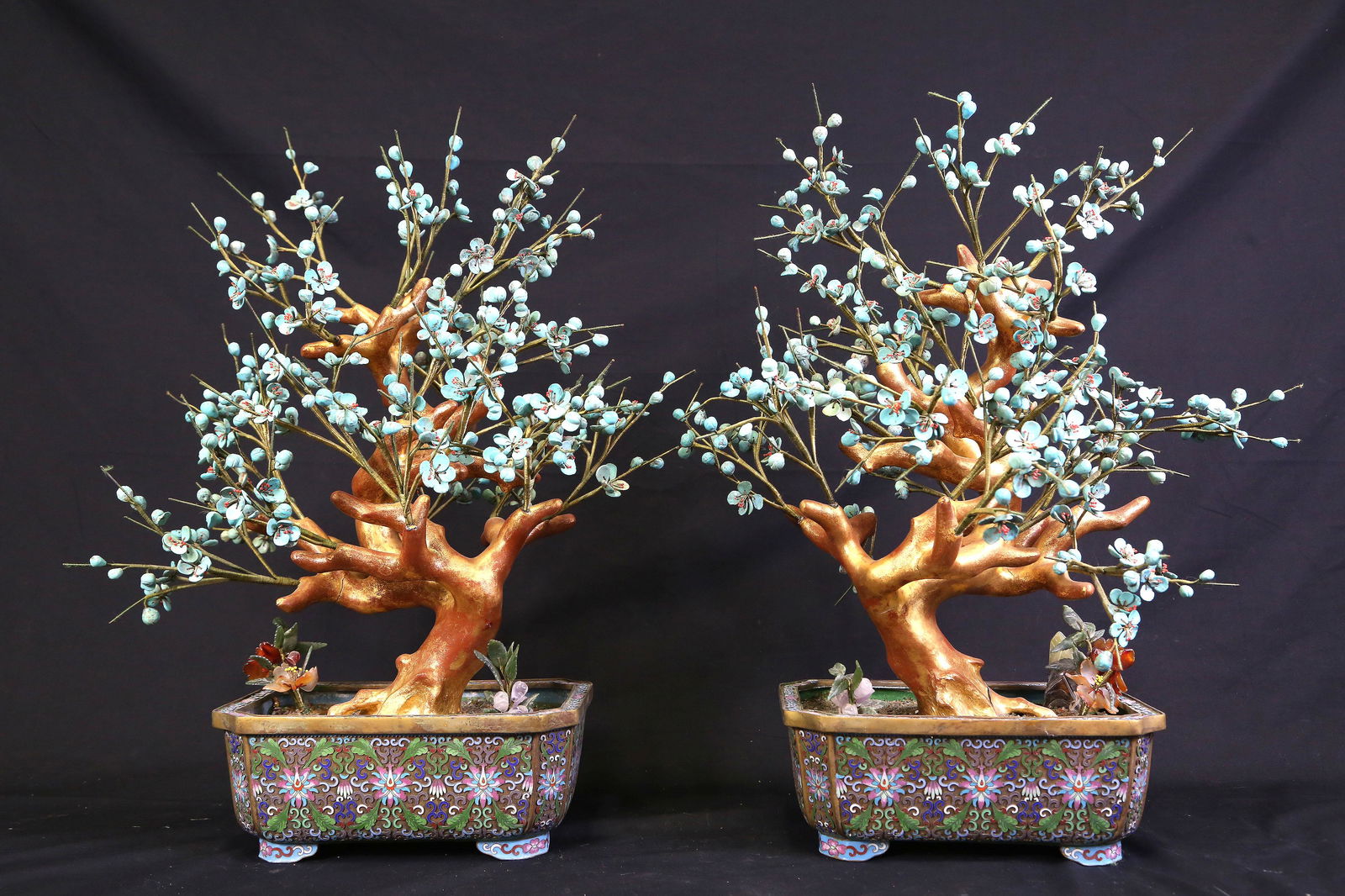 PAIR OF VINTAGE CHINESE TURQUOISE TREES (1 of 5)