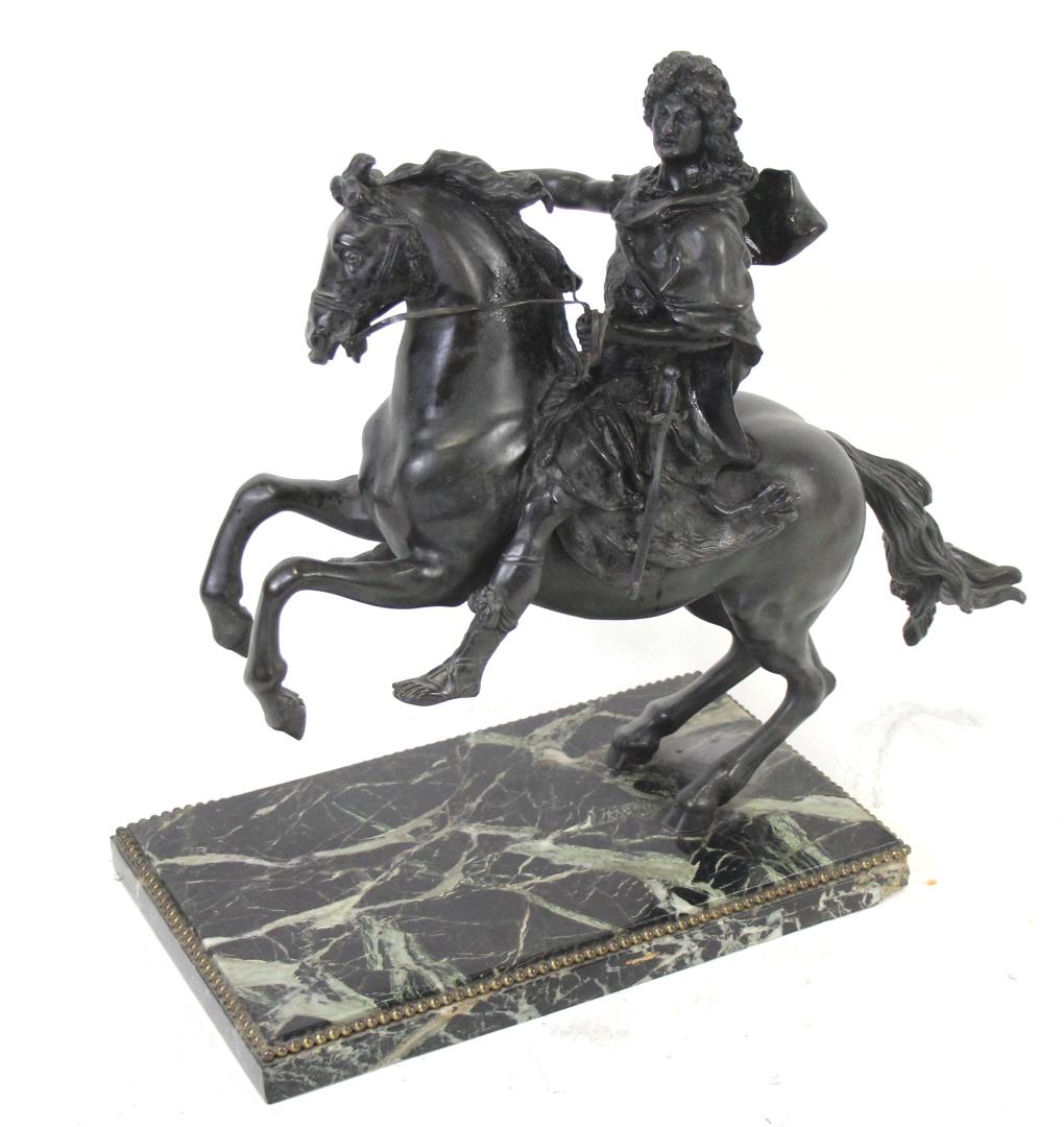 18th C. KING LOUIS XIV ON HORSEBACK BRONZE SCULPTURE (1 of 6)
