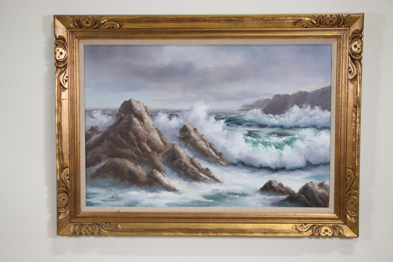 ROBERT WEE SEASCAPE OIL ON CANVAS PAINTING (1 of 3)