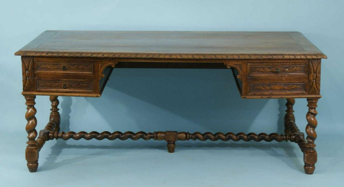 19th CENTURY FRENCH HENRI II CARVED OAK DESK (1 of 14)