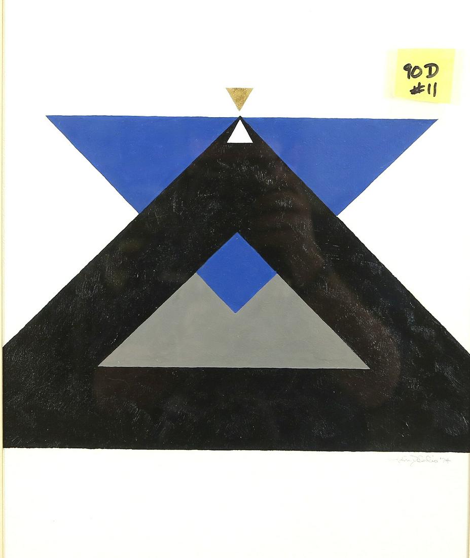 JOHN DELULIO "THE ALTAR OF THE TRINITY" ACRYLIC: JOHN DELULIO "THE ALTAR OF THE TRINITY" ACRYLIC ON PAPER, 1974. John Delulio (March 1938—October 2017). Height: 23 & 15 in. by Width: 20 & 12