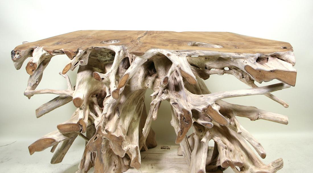 NATURAL CUT ROOT CONSOLE TABLE: NATURAL CUT ROOT CONSOLE TABLE. Height: 32 in. by Width: 51 in. by Depth: 18 in.