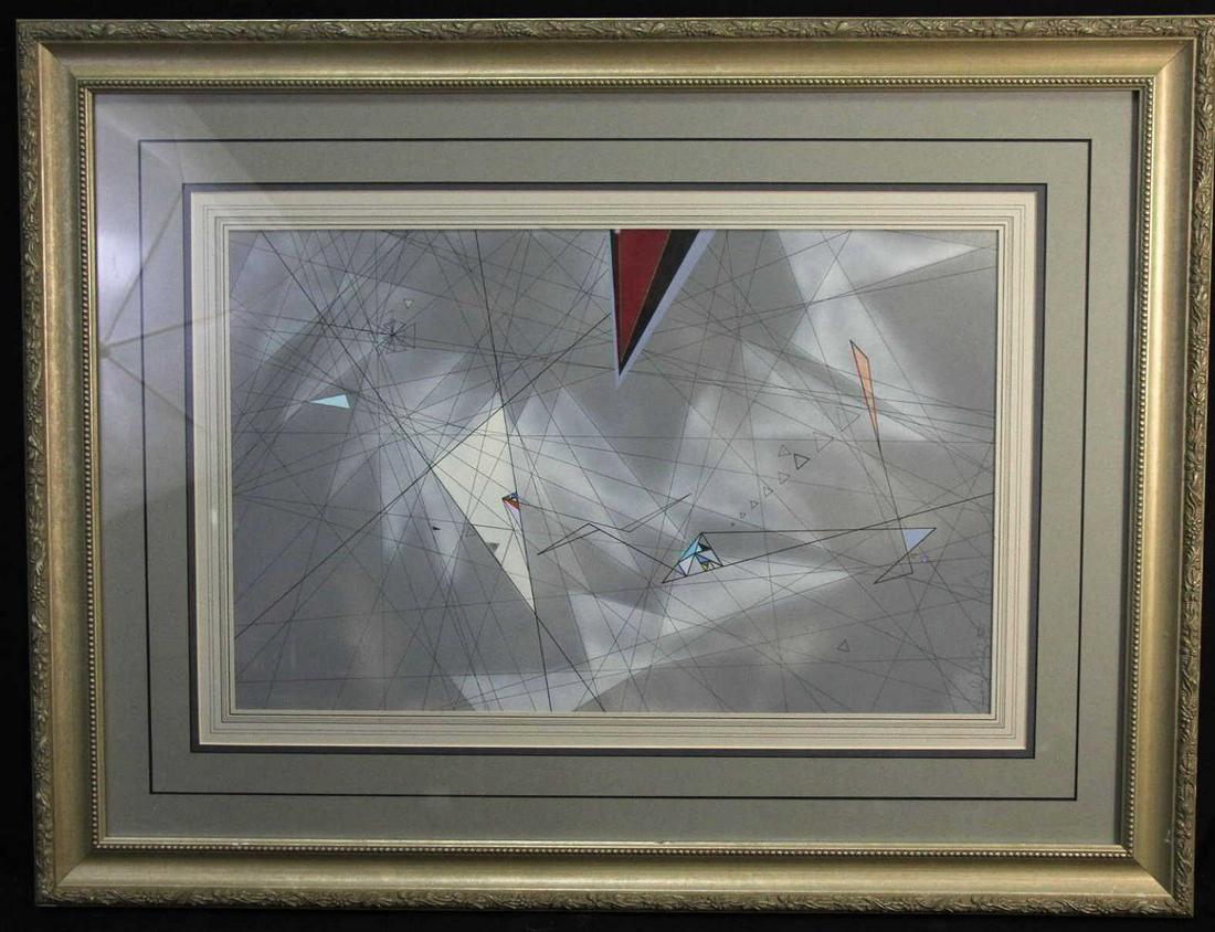JOHN DELULIO ABSTRACT ARTWORK: JOHN DELULIO ABSTRACT ARTWORK. Height: 34 in. by Width: 25.5 in.