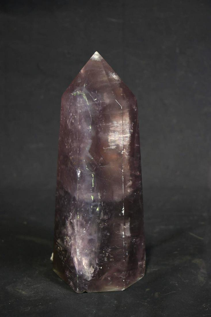 FLUORITE OBELISK: FLUORITE OBELISK - (P24) 5.8 LBS. Height: 9 in. by Width: 3.5 in. by Depth: 3.5 in.