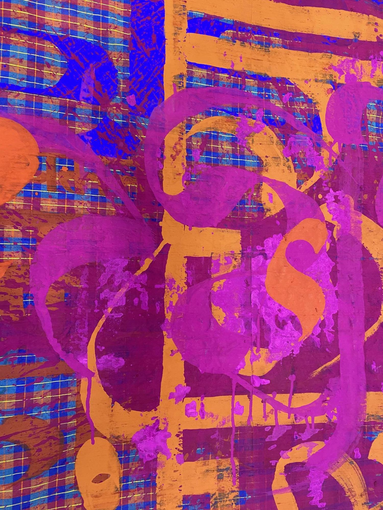 MICHAEL TRACY ABSTRACT PAINTING ON INDIA SILK: MICHAEL TRACY ABSTRACT PAINTING ON INDIA SILK.