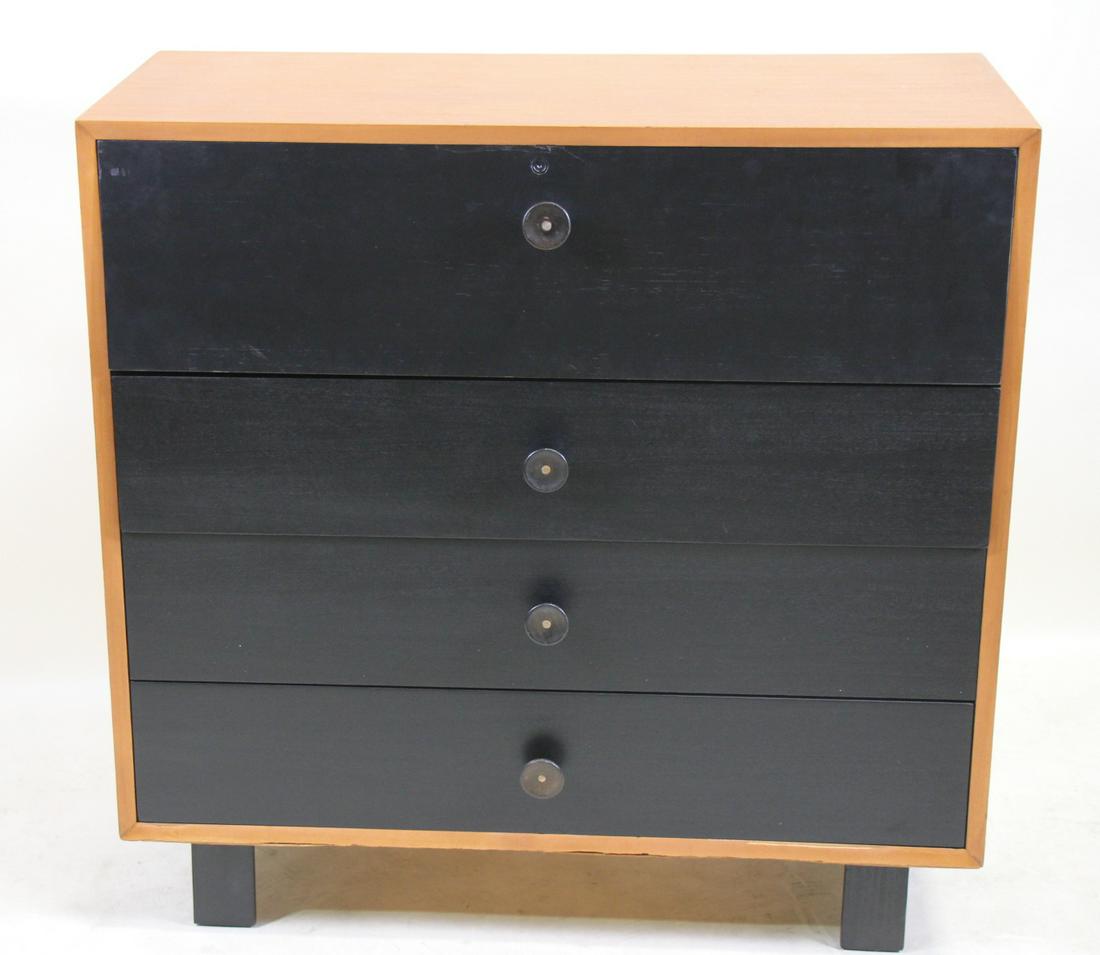 VINTAGE NELSON TWO TONE PULL DOWN DESK/CHEST: VINTAGE 1950'S GEORGE NELSON RESTORED FOR HERMAN MILLER. MID-CENTURY MODERN TWO TONE PULL DESK/CHEST ORIGINAL PULL KNOBS. Height: 39.75 in. by Width: 40 in. by Depth: 18.5