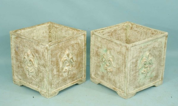 PAIR OF FIBERGLASS BOX PLANTERS