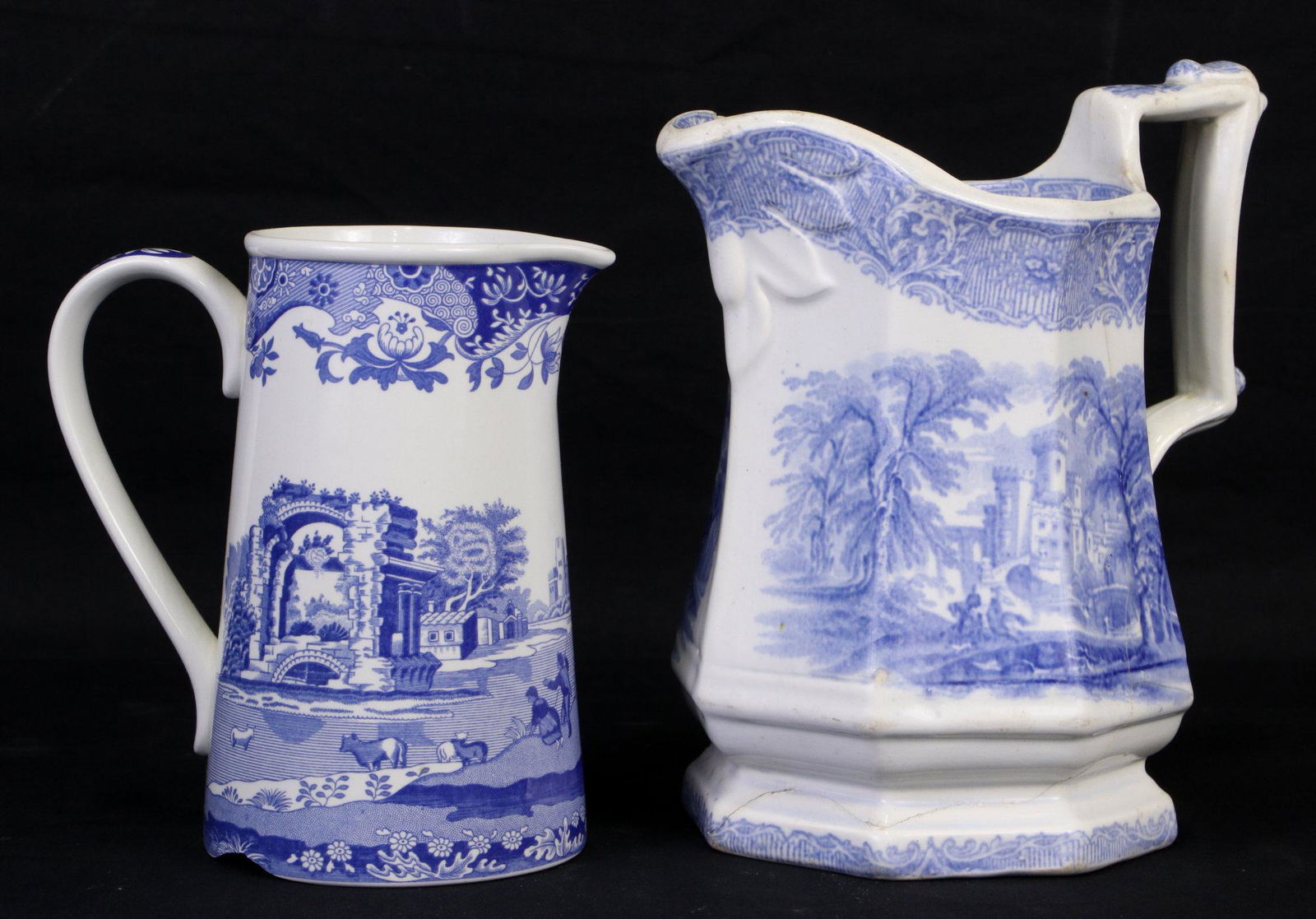 LOT OF TWO SPODE BLUE & WHITE PORCELAIN PITCHERS (1 of 4)