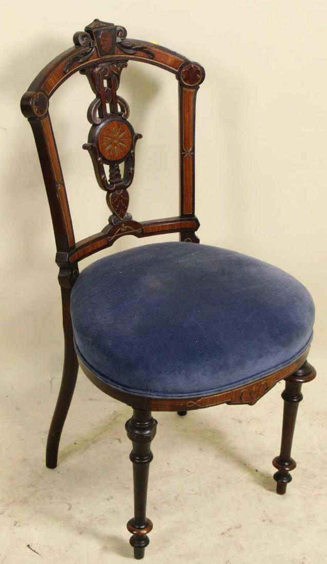 ANTIQUE PARLOR CHAIR WITH VELVET SEAT (1 of 3)