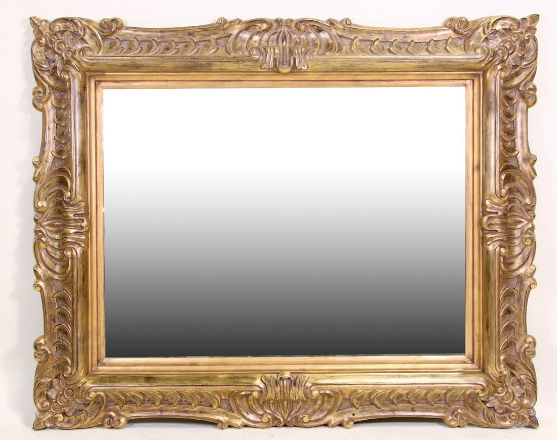 CARVED AND GILT FRAMED BEVELED GLASS MIRROR (1 of 4)