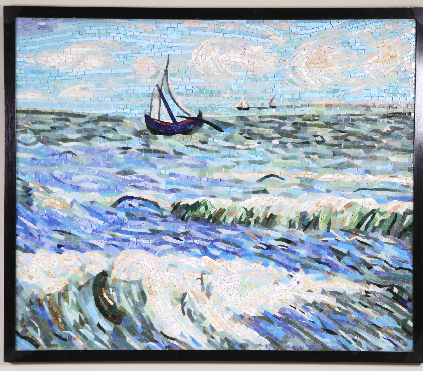AFTER VAN GOGH SEASCAPE MOSAIC GLASS TILE ARTWORK (1 of 2)