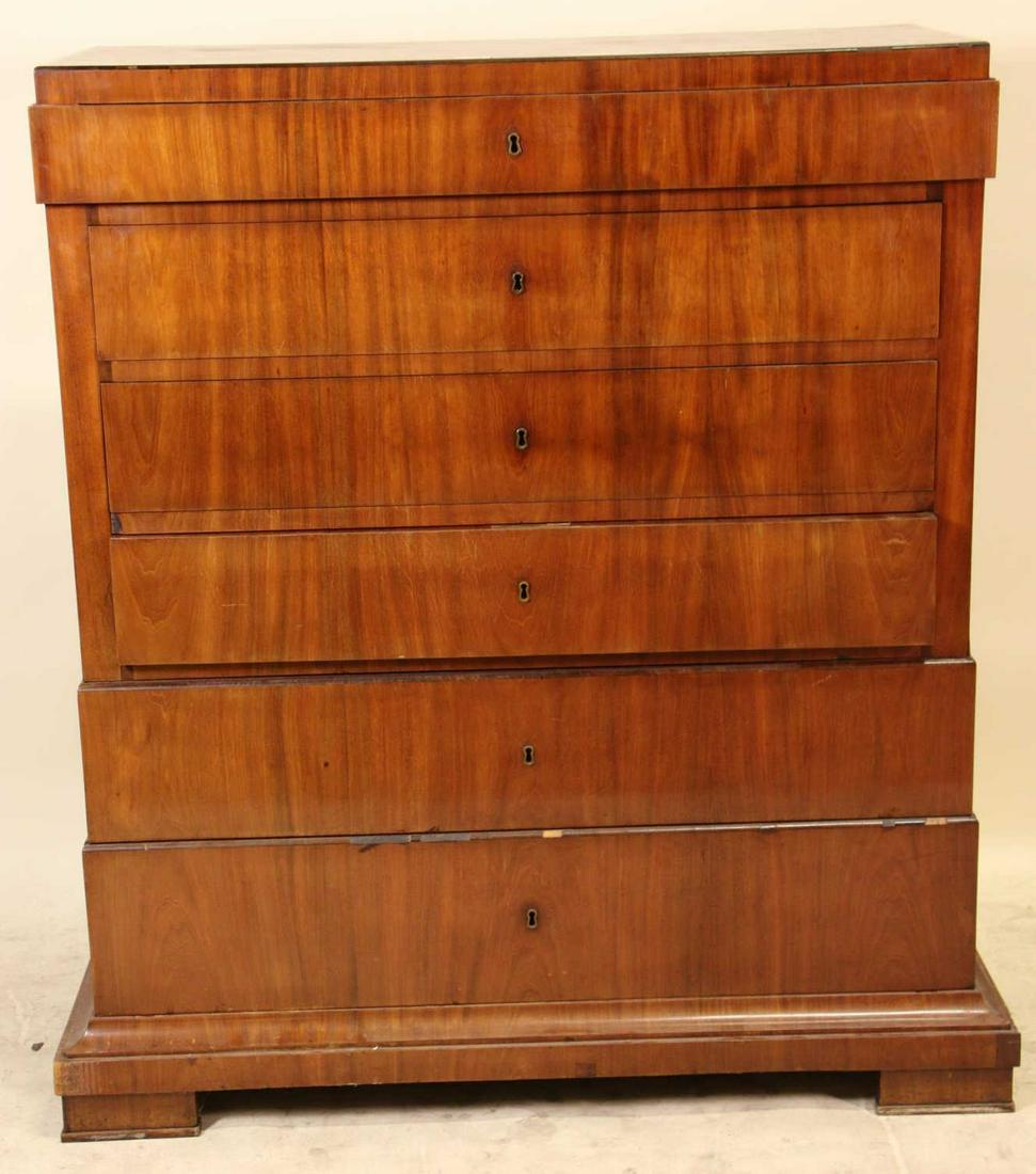 CIRCA 1840's MAHOGANY BEIDERMEIER CHEST OF DRAWERS: CIRCA 1840's MAHOGANY BEIDERMEIER CHEST OF DRAWERS WITH SIX DRAWERS. Height: 50 by Width: 46 by Depth: 21