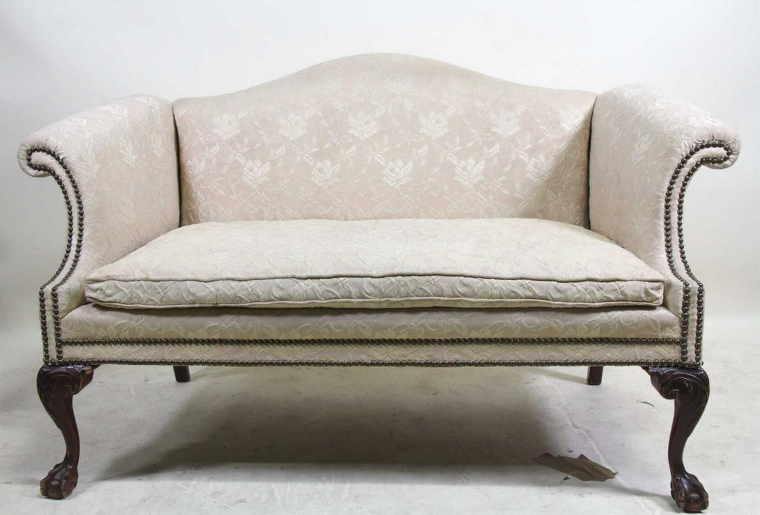 VINTAGE CAMELBACK LOVESEAT ON BALL & CLAW FEET (1 of 4)